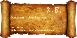 Kainer Boglárka névjegykártya